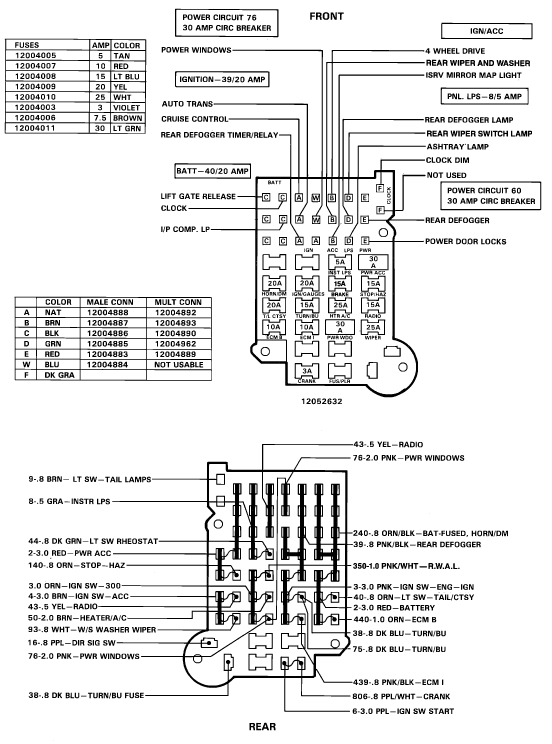 1989 Chevy Silverado 1500 Bulkhead Fuse Block Pin Wiring
