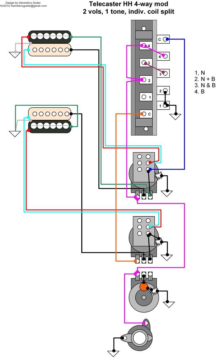 2 Humbucker 2v 2t Push Pull Wiring Diagram