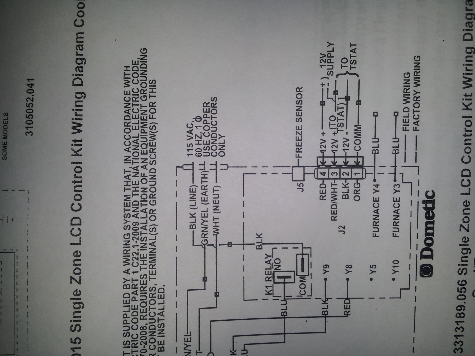 Dometic 3 Wire Thermostat Wiring Diagram
