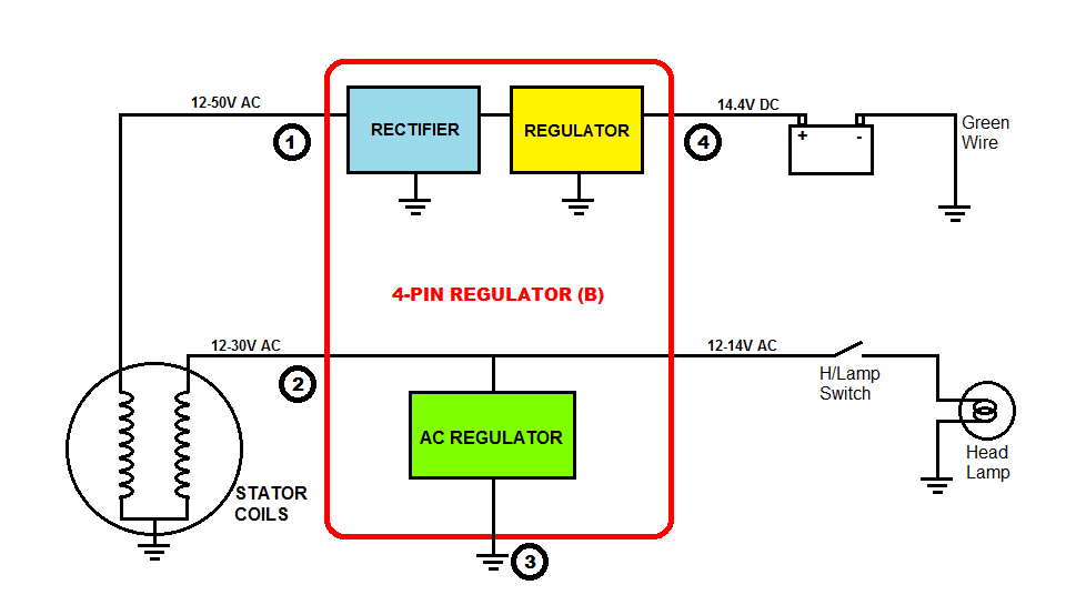 12v 3 phase motorcycle regulator/rectifier circuit wiring diagram