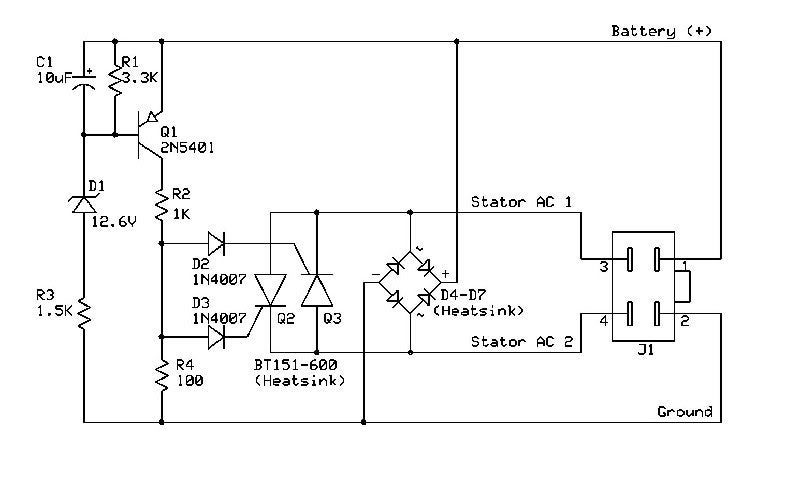 12v 3 phase motorcycle regulator/rectifier circuit wiring diagram