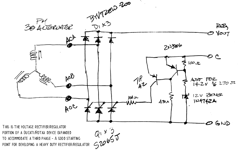 12v 3 Phase Motorcycle Regulator/rectifier Circuit Wiring Diagram