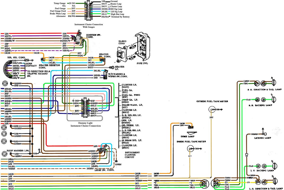 1970 chevy suburban-cluster wiring diagram