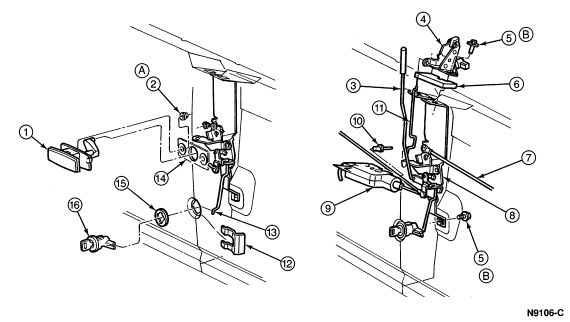 1998 ford explorer hood latch diagram