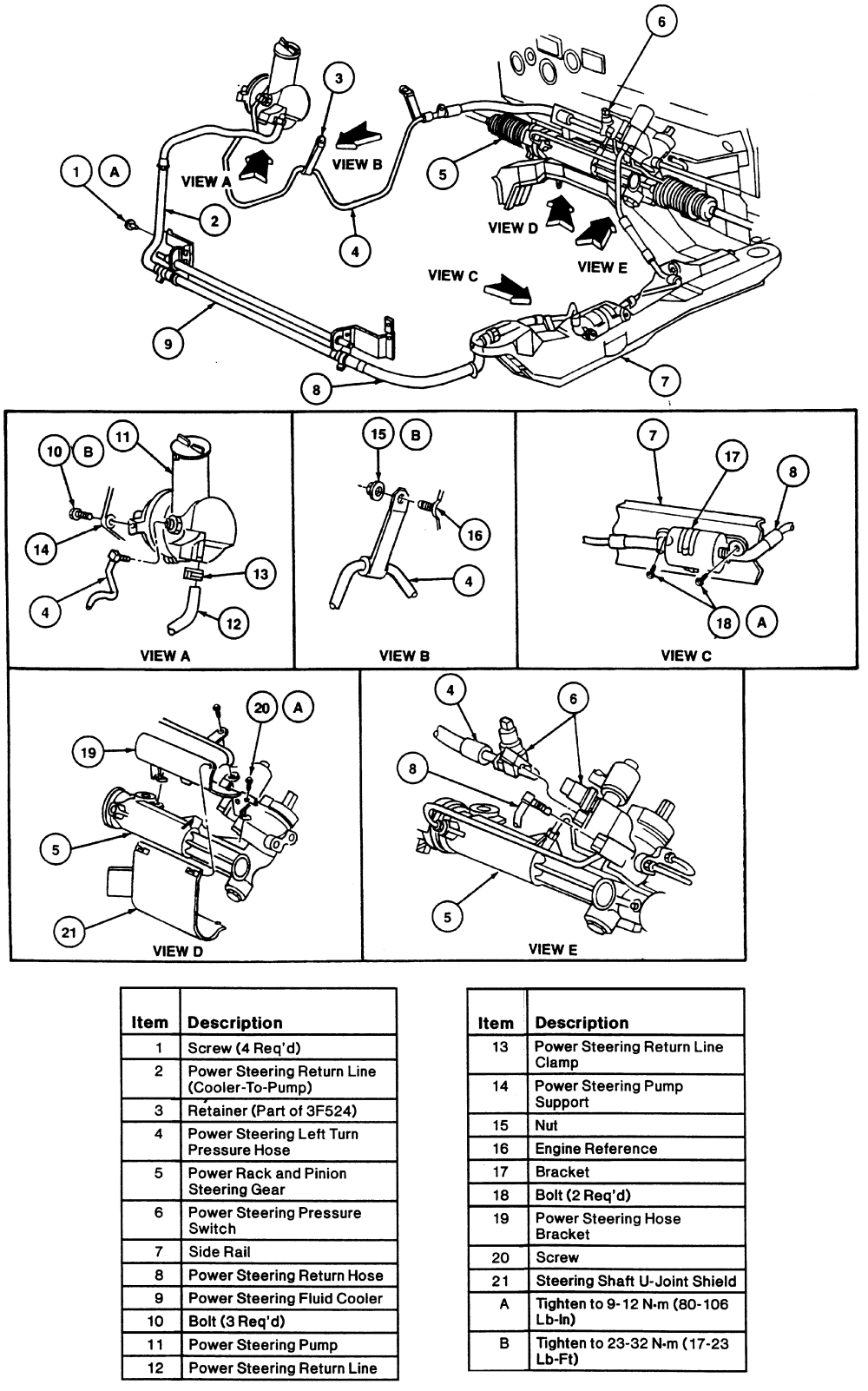 1999 ford taurus rack and pinion diagram