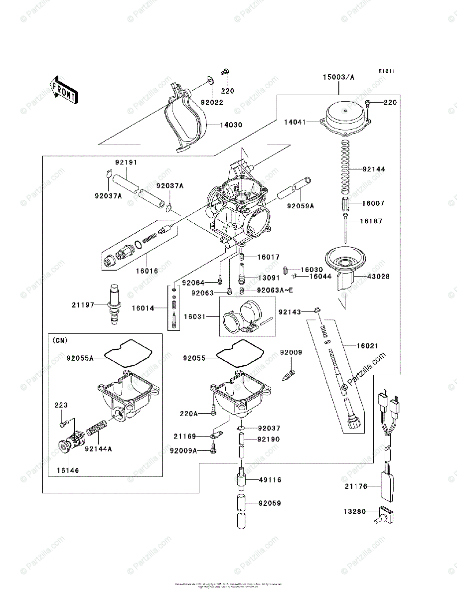 1999 kawasaki prairie 300 carburetor diagram