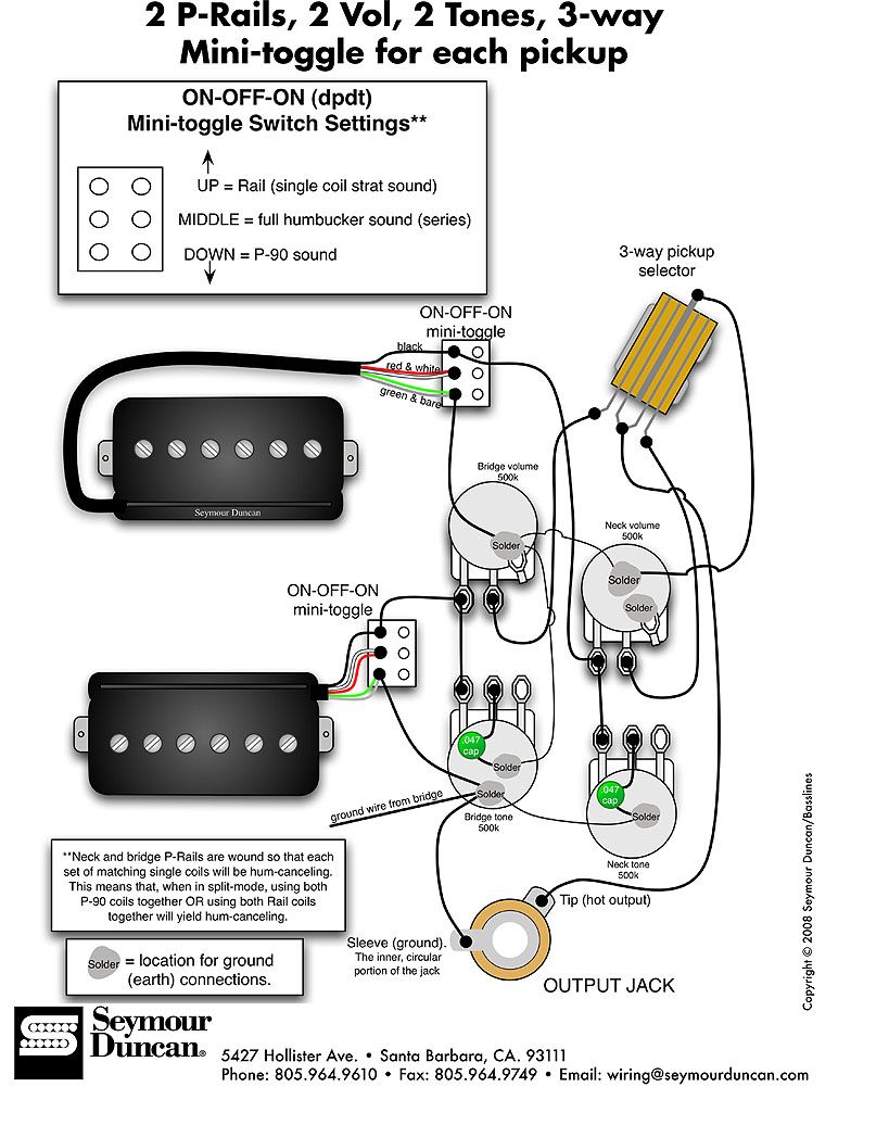 2 humbucker 1 volume 2 tone standard 5 way switch wiring diagram seymour duncan