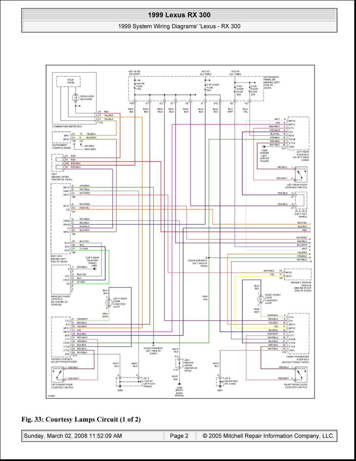 2000 lexus rx300 frt marker light wiring diagram
