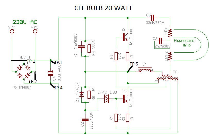 4 pin cfl wiring diagram