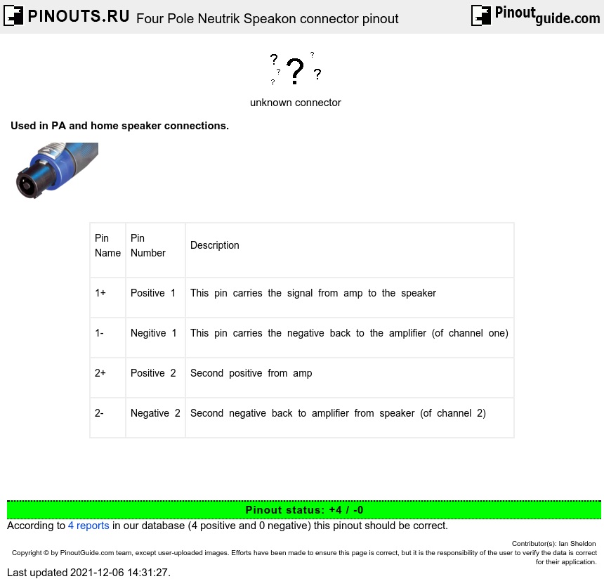 4 pole speakon wiring diagram