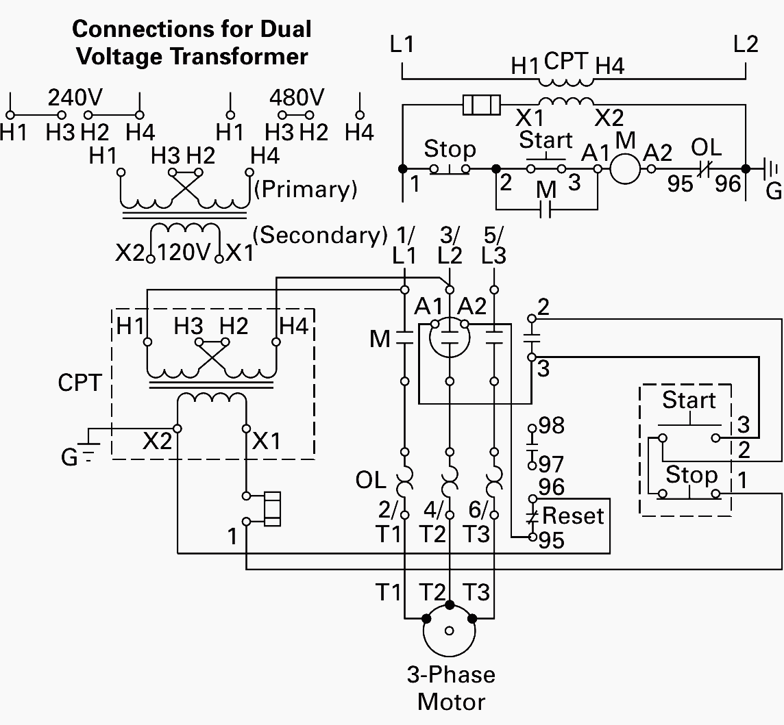 480v to 120v control transformer wiring diagram