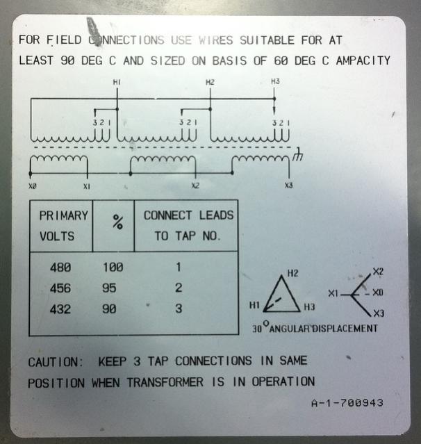 480v to 208v transformer wiring diagram