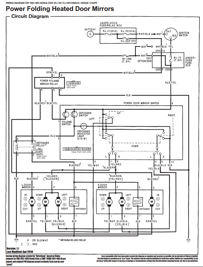 4th gen prelude power folding wiring diagram