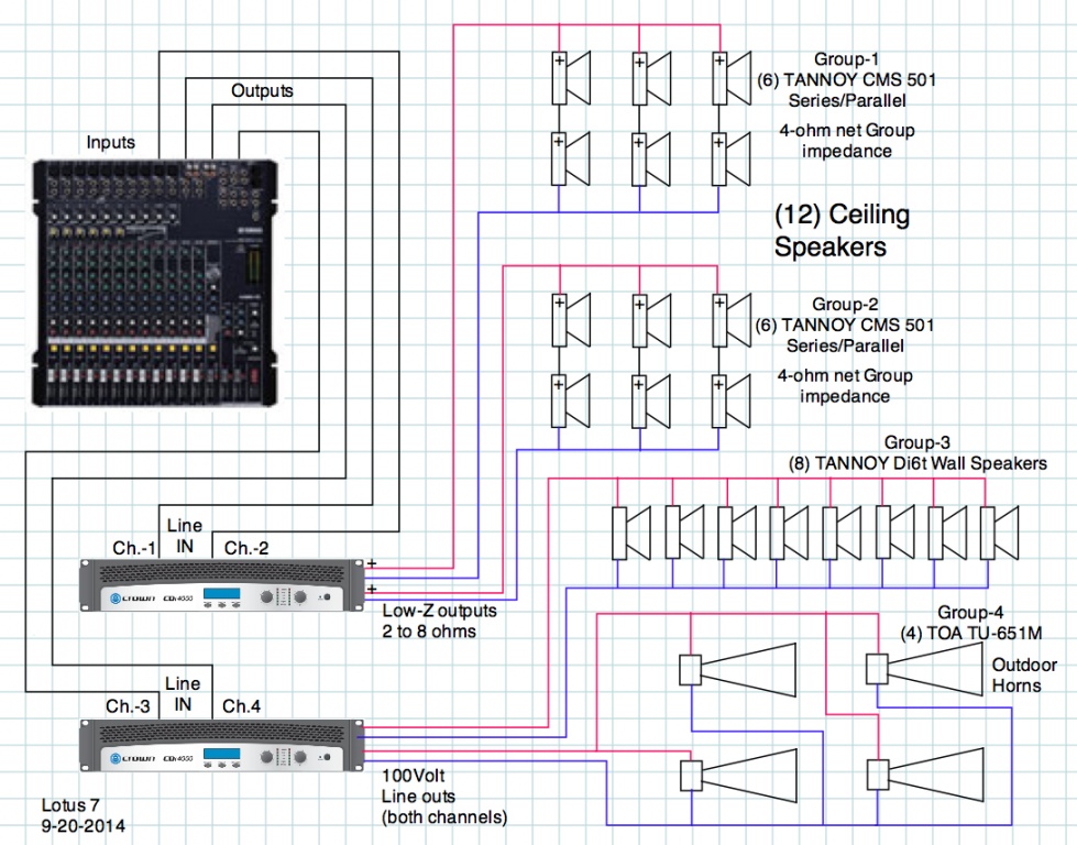 70v speaker wiring diagram