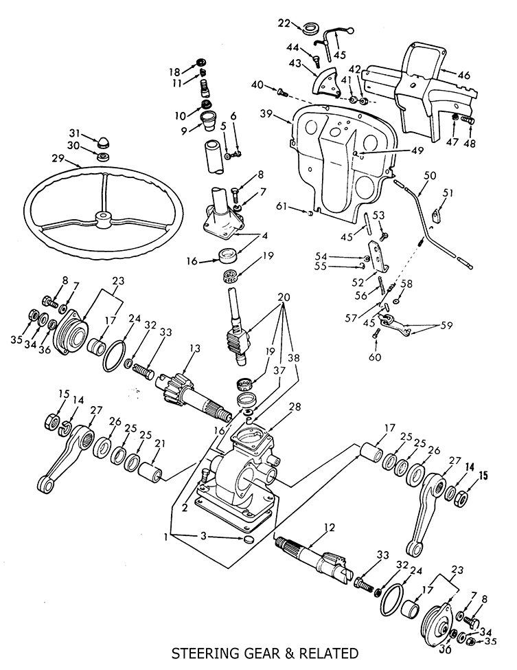 8n ford tractor steering gear box diagram