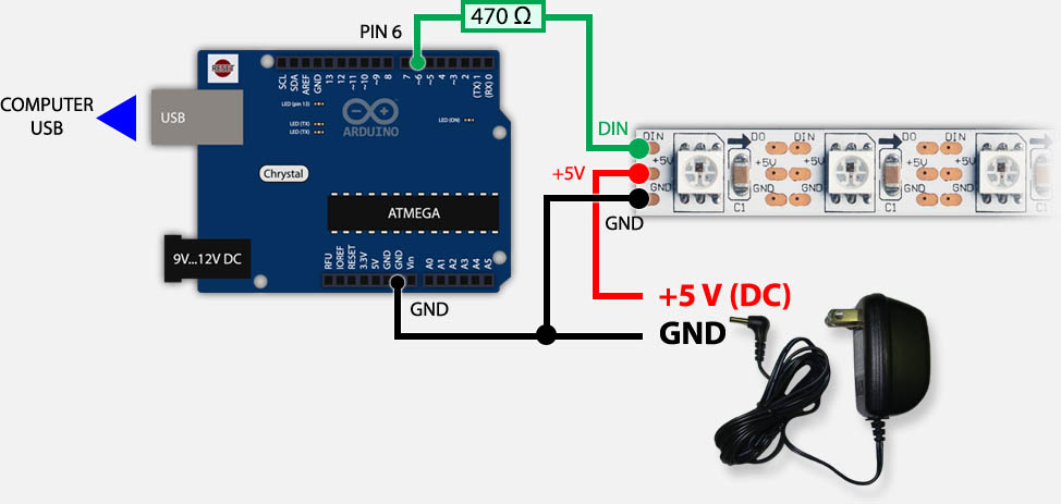 addressable led strip arduino wiring diagram