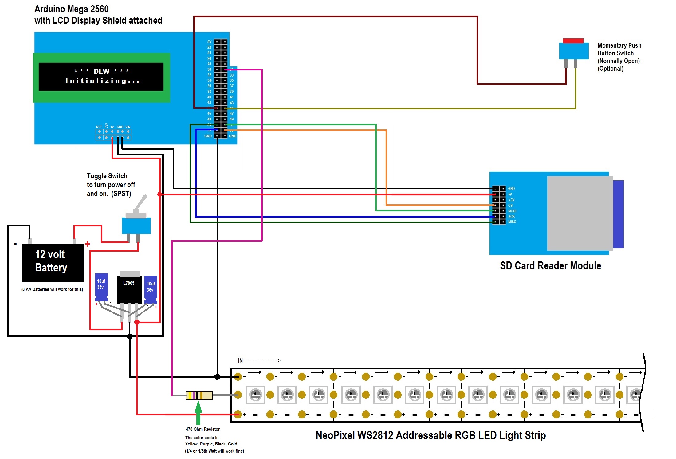 addressable led strip arduino wiring diagram