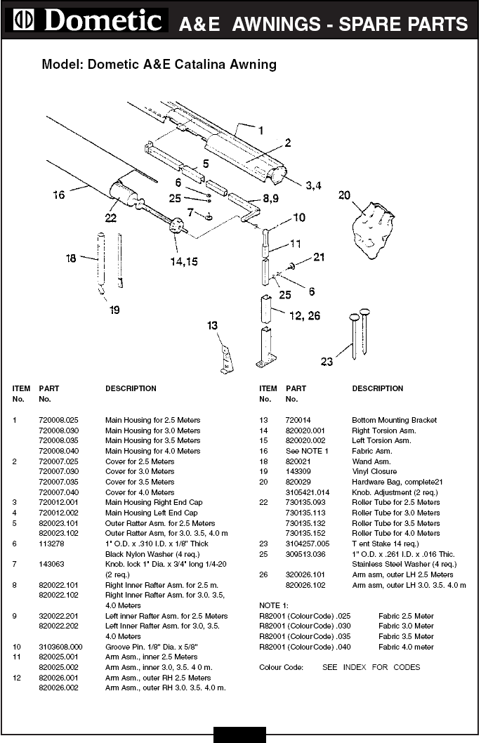 a&e awning parts diagram