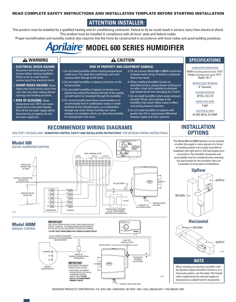 Aprilaire 760 Wiring Diagram