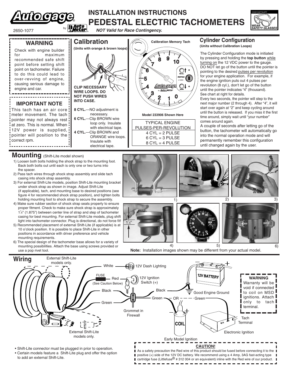 Autometer tachometer wiring diagram information