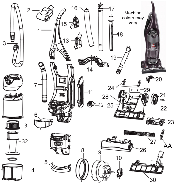 bissell proheat parts diagram
