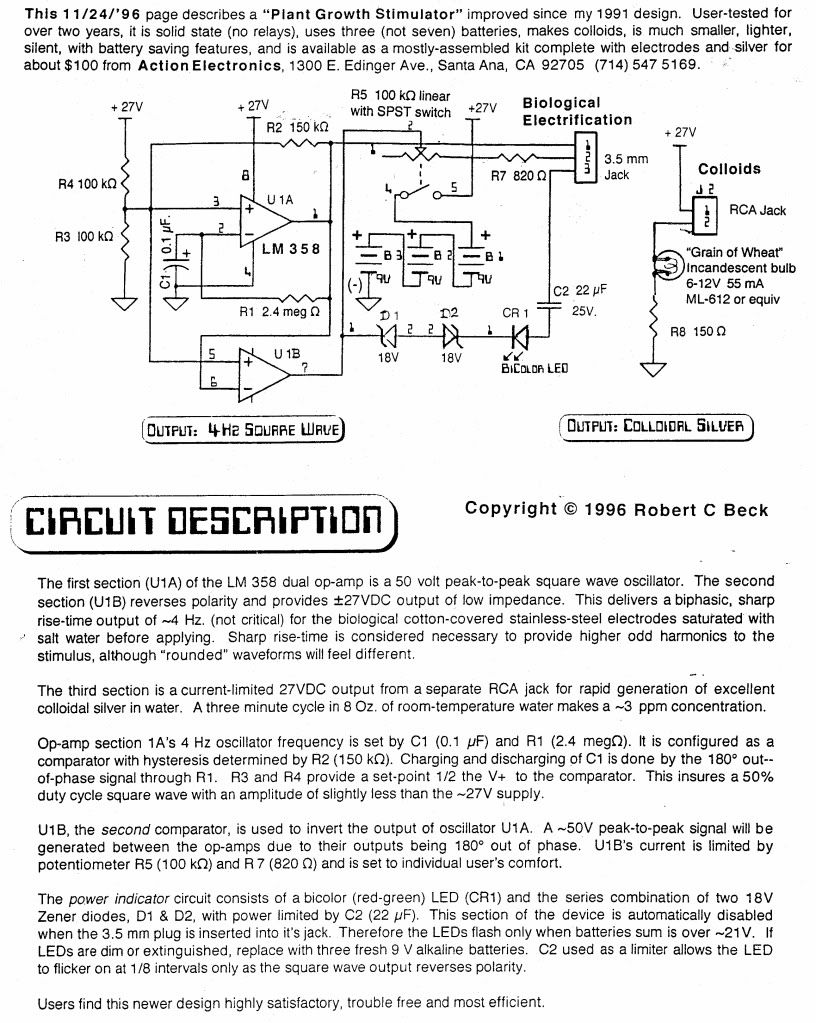 bob beck blood electrifier circuit diagram