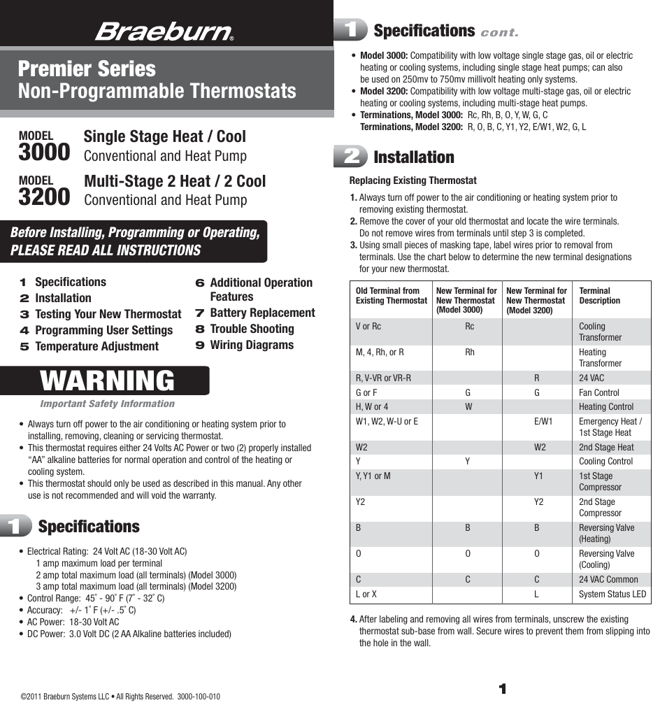 braeburn model 3000 wiring diagram