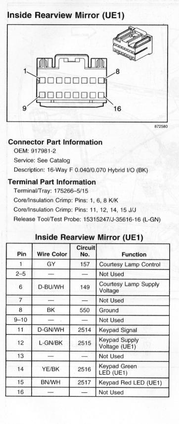 buick factory auto dimming rear view mirror wiring diagram