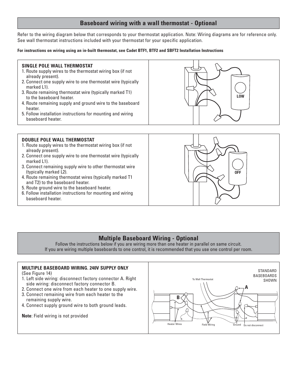 cadet baseboard heater wiring