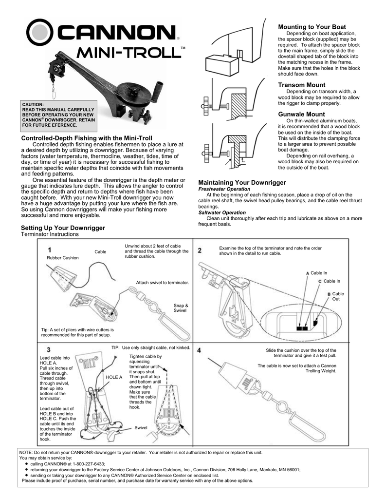 cannon downrigger parts diagram