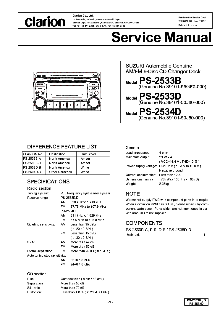 clarion cz100 wiring diagram