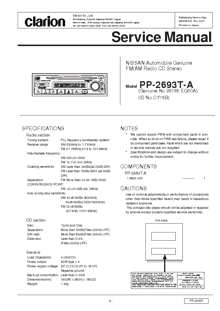 Clarion Cz105bt Wiring Diagram