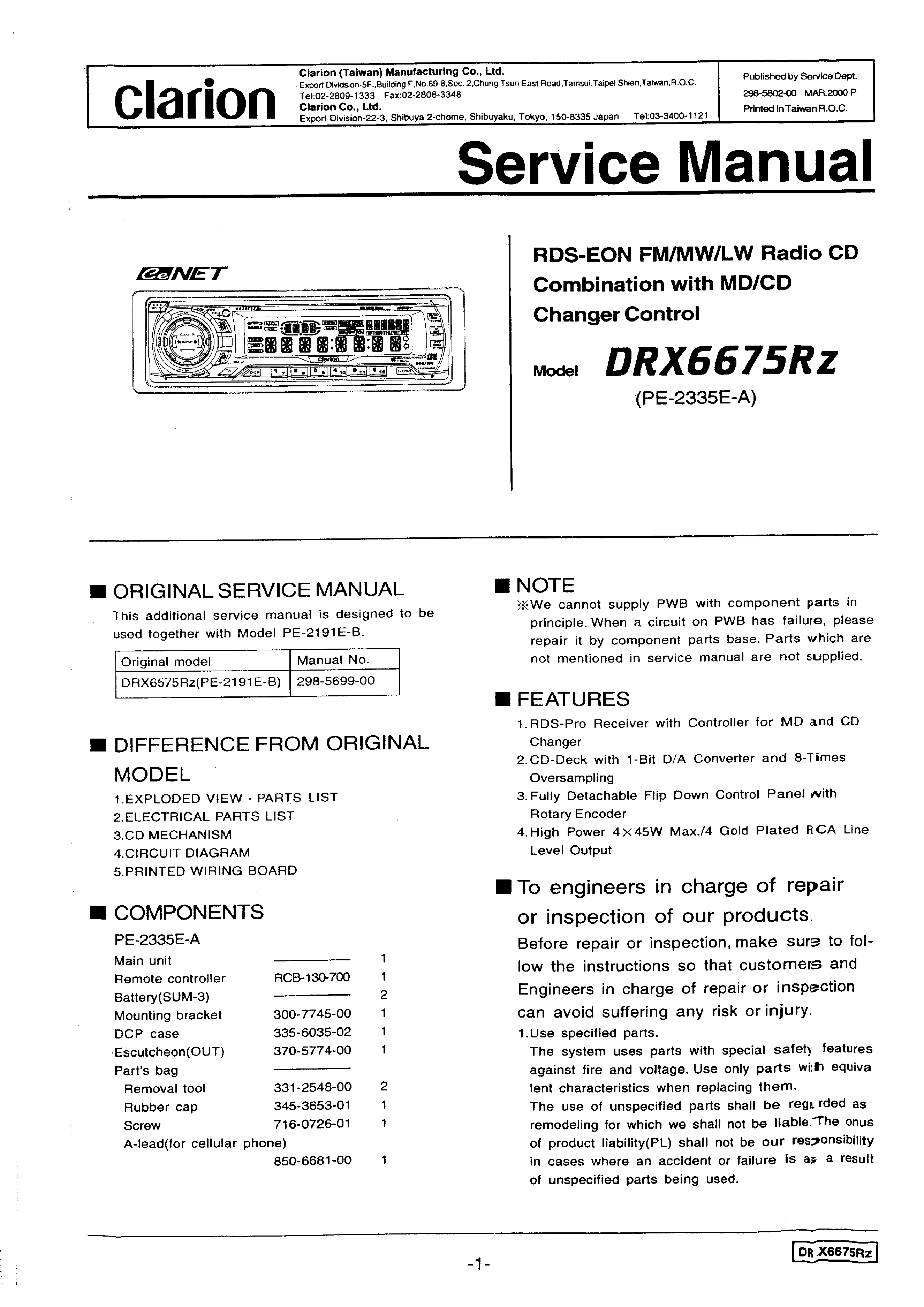 clarion deck wiring diagram