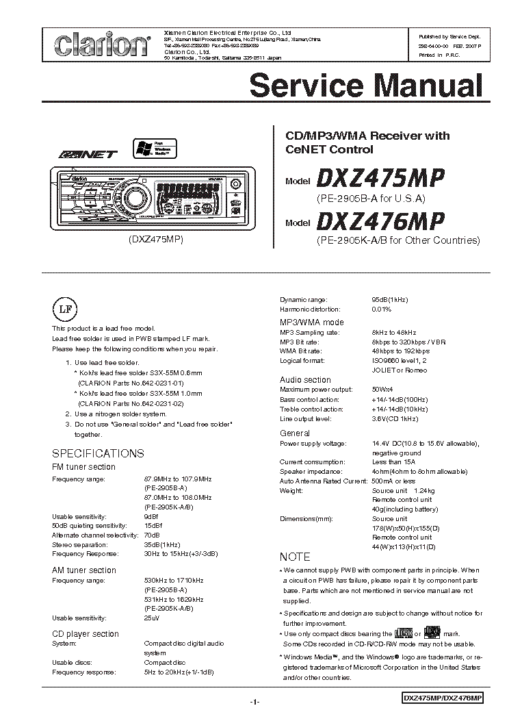 Clarion M3170 Wiring Diagram