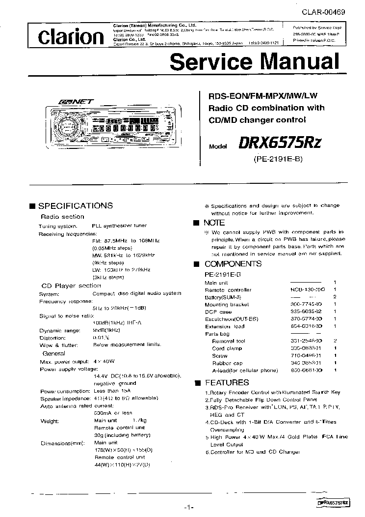 clarion vz401 wiring diagram