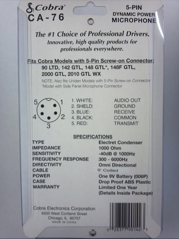 cobra electret condenser 5 pin mic 1000 ohm wiring diagram