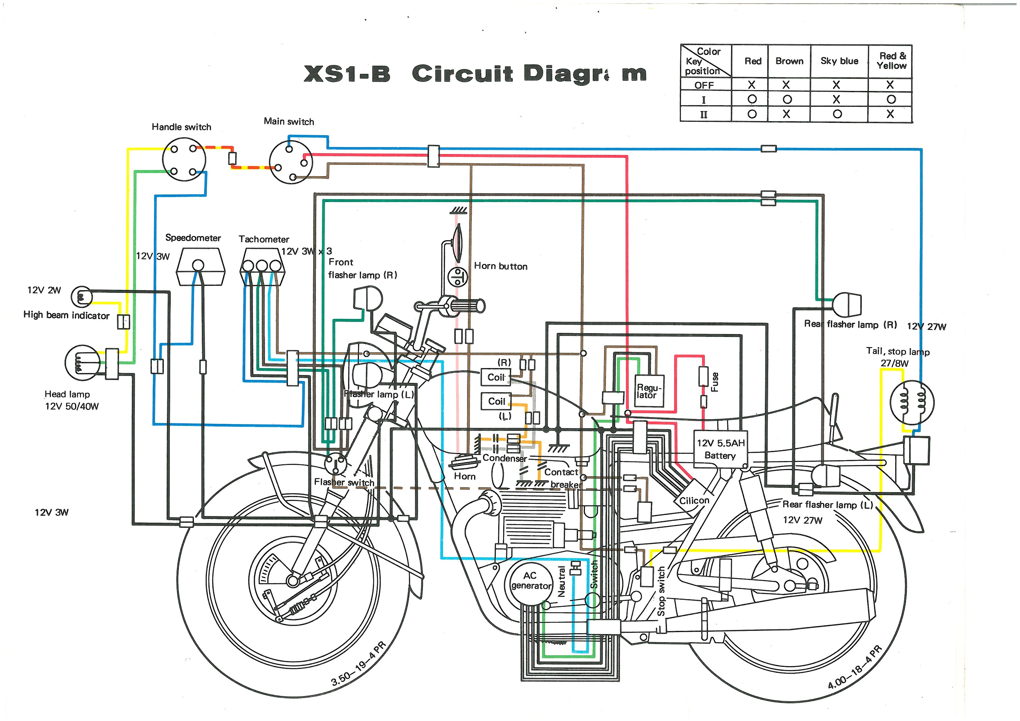 color schematics yamaha xs650 wiring diagram