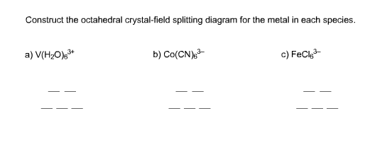 construct the octahedral crystal-field splitting diagram for the metal in each species.