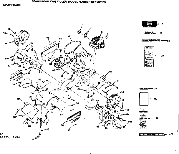 craftsman rear tine tiller parts diagram