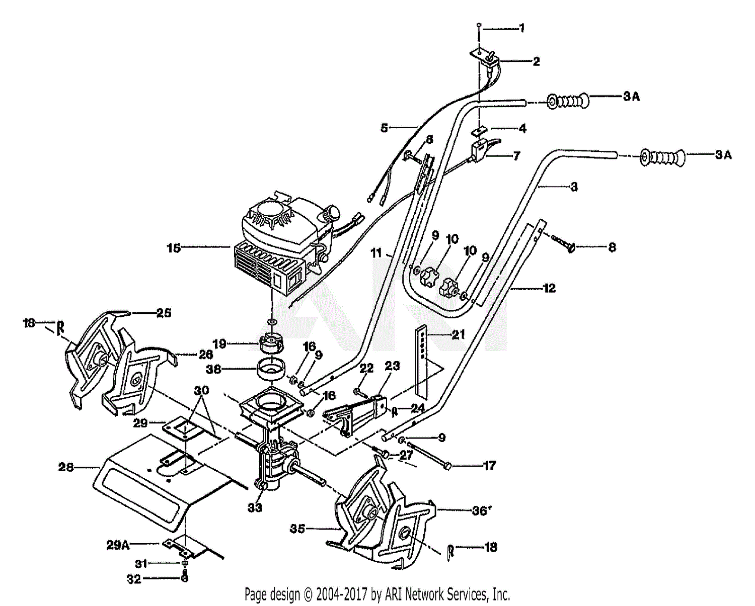 craftsman rear tine tiller transmission diagram