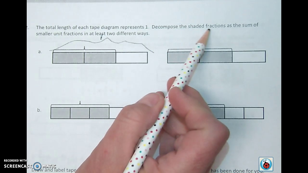 decompose fractions using tape diagrams