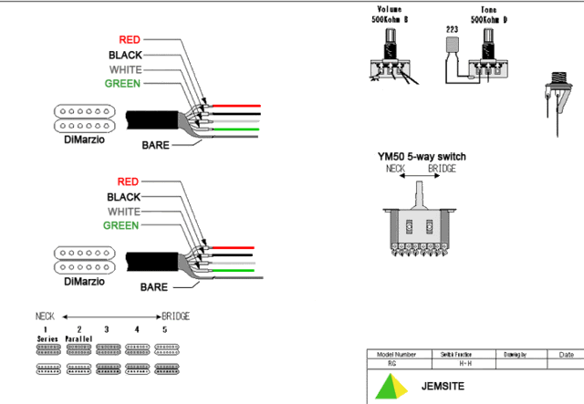 dimarzio wiring diagram hh