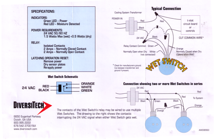 diversitech wet switch wiring diagram