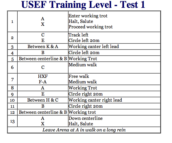 dressage training level test 1 diagram