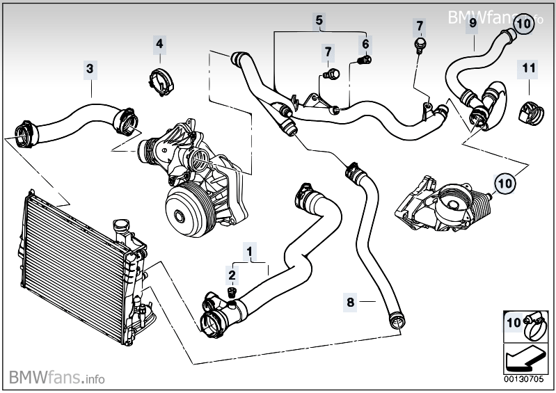 e46 radiator hose diagram
