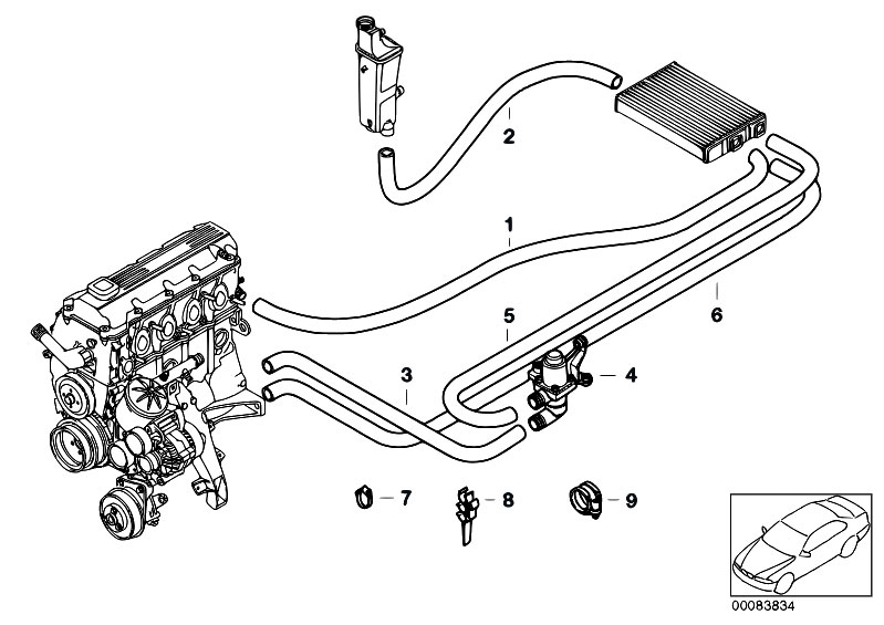 e46 radiator hose diagram