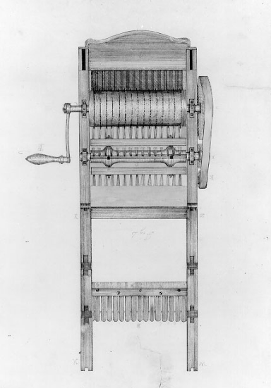 eli whitney cotton gin diagram