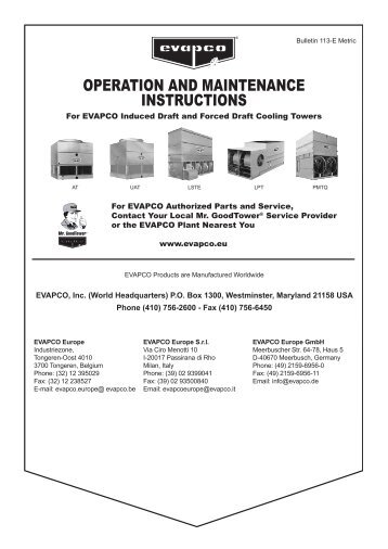 evapco cooling tower piping diagram