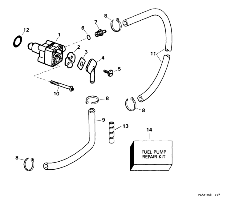 evinrude 9.9 fuel pump diagram