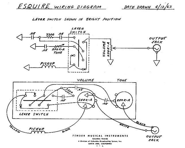 fender esquire wiring diagram original